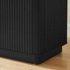 63' Vertical Stripe Buffet Cabinet Sideboard with stoarge, Curved wave Design, TV Stand, for Bedroom, Living Room, Hallway, Black,63''W x 15.75''D x 31.5''H. - Grand Goldman Shop