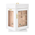 Jewelry Box 360° Rotating Jewelry Organizer with Built-in 4 Necklace Hooks White - Grand Goldman Shop