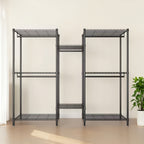 Heavy Duty Garment Rack With 8 Adjustable Wire Shelves and 5 Clothes Rails, Freestanding Closet Organizer, Black Metal - Grand Goldman Shop