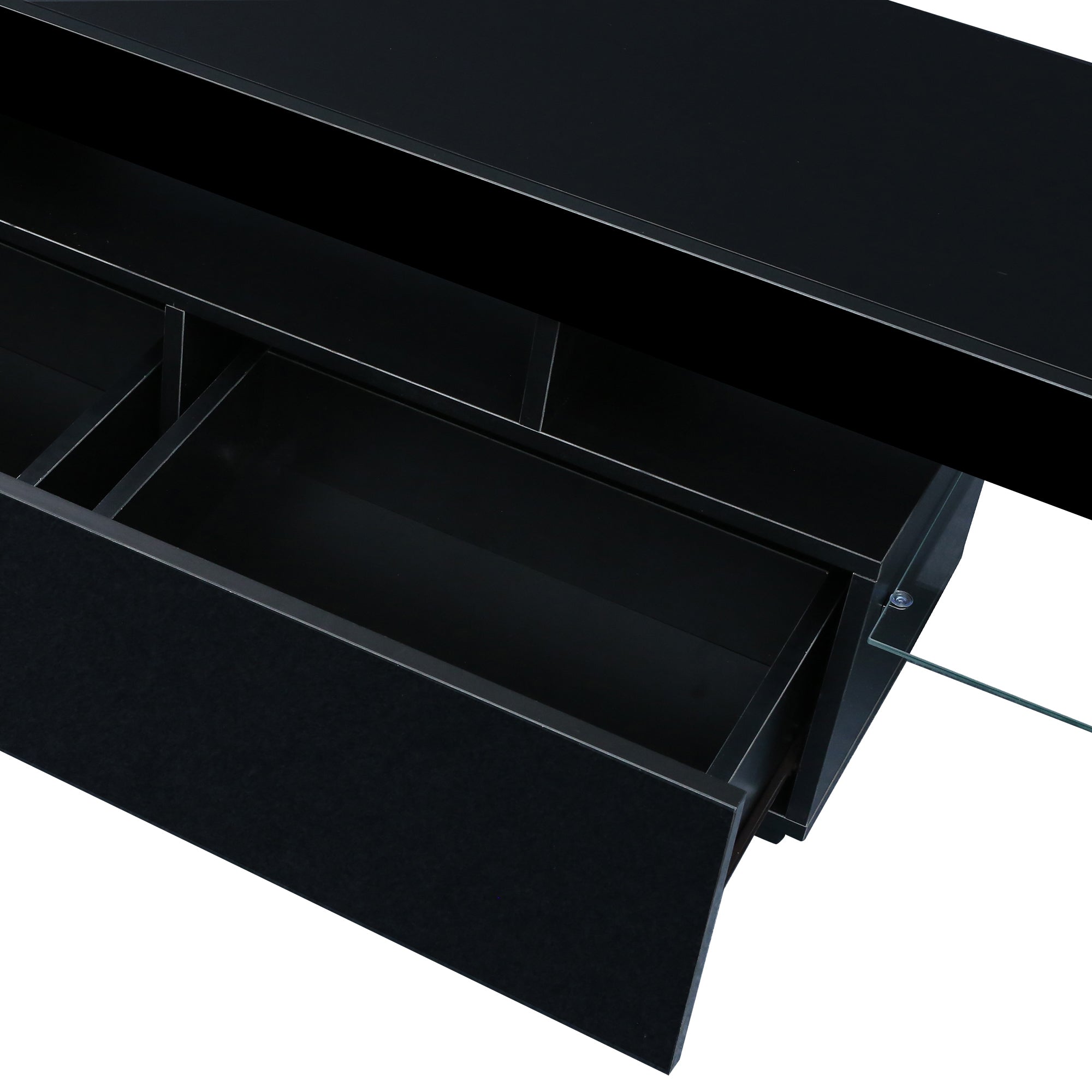 Modern Black TV Stand, 20 Colors LED TV Stand w/Remote Control Lights - Grand Goldman Shop