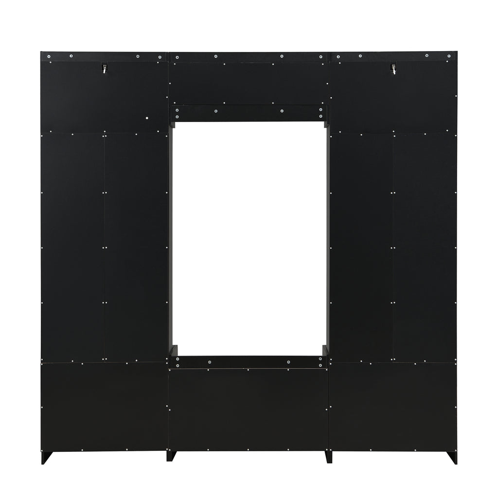 VIBE HAUS 79.1''Wide Modern Hall Tree with Shoe Storage, 4-in-1 Entryway Bench with 8 Cubbies, 7 Coat Hooks & Adjustable Shelf for Hallway, living room, Black - Grand Goldman Shop