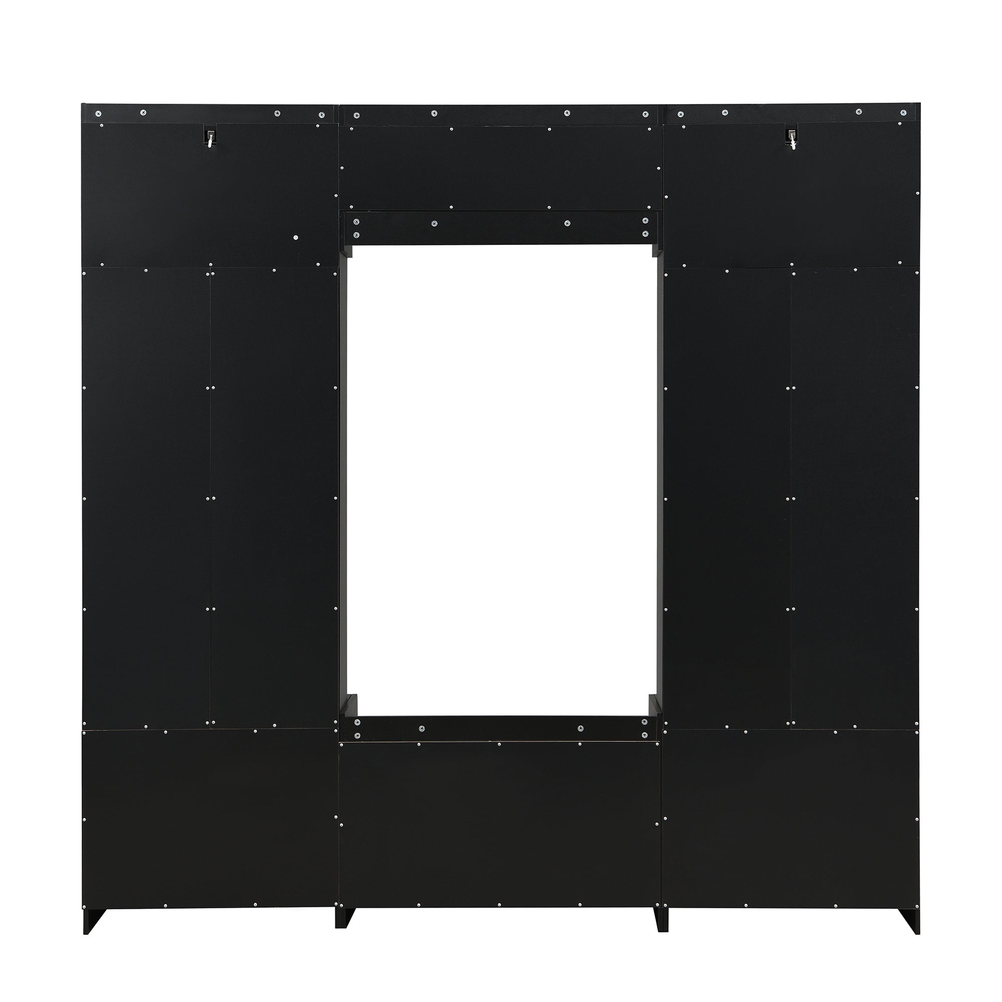 VIBE HAUS 79.1''Wide Modern Hall Tree with Shoe Storage, 4-in-1 Entryway Bench with 8 Cubbies, 7 Coat Hooks & Adjustable Shelf for Hallway, living room, Black - Grand Goldman Shop