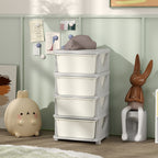 Qaba 4 Tier Kids Storage Unit, 4 Drawer Chest Toy Organizer Plastic Bins for Kids Bedroom Nursery Kindergarten Living Room fo