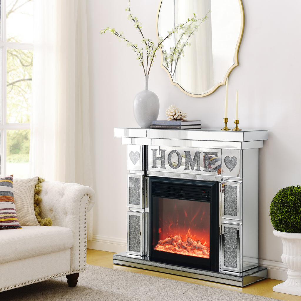 W 46' X D 12.6 X H 41 ' Acrylic diamond mirror fireplace cabinet, TV fireplace cabinet - Grand Goldman Shop