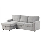 U_STYLE Upholstery Sleeper Sectional Sofa with Storage Space, USB port, 2 cup holders on Back Cushions(same sku; WY000335AAE) - Grand Goldman Shop