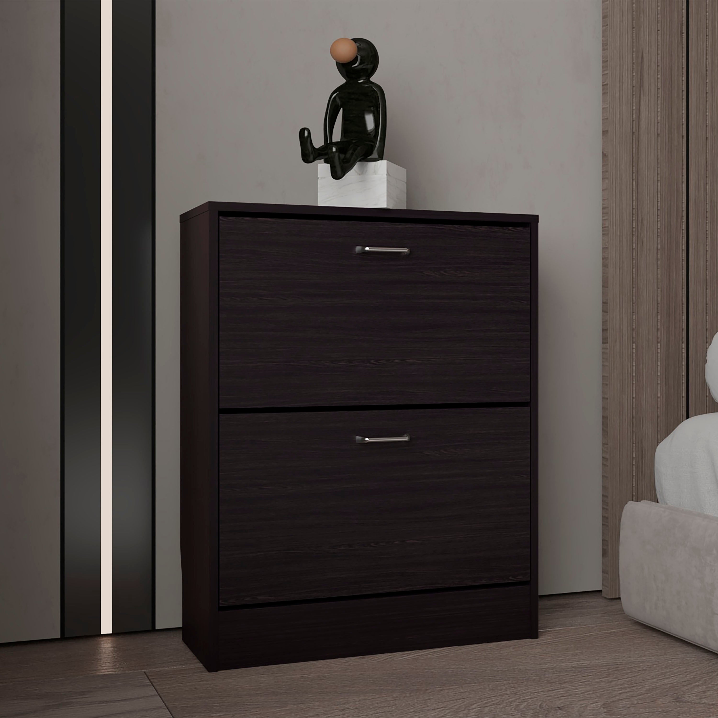 Inola Two-Door Shoe Rack Cabinet With Adjustable Shelves, Modern Storage Organizer - Grand Goldman Shop