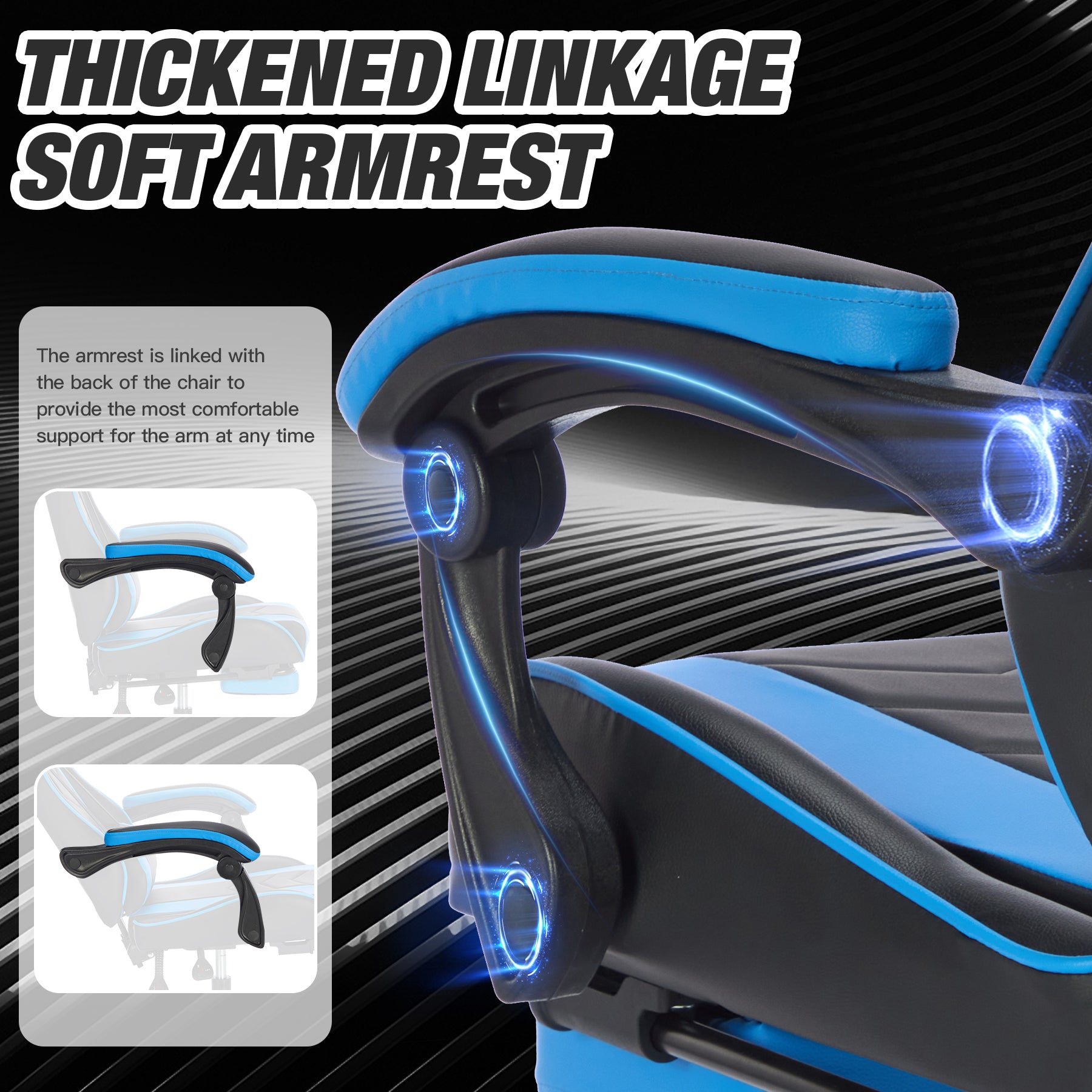 Gaming Chair with Footrest, Ergonomic Computer Chair with Headrest and Lumbar Support, Breathable Material Height Adjustable 