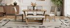 TREXM 6-Piece Retro Dining Table Set for 6, 60' Wood Kitchen Table and Chairs Set of 4 with Bench Designed Trestle Base for kitchen & Dining Room (Natural Wood Wash) - Grand Goldman Shop