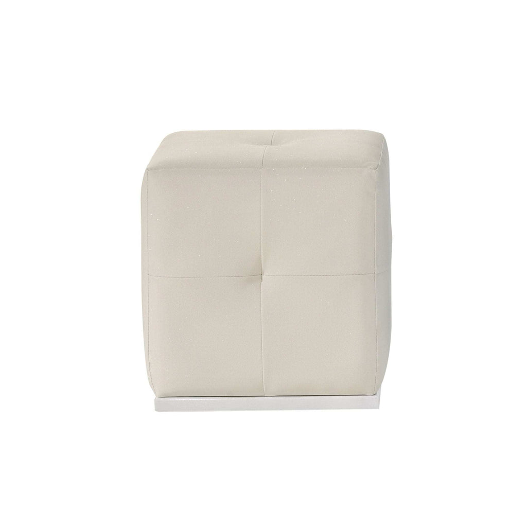 White Vanity Stool Tufting Rubberwood Contemporary Style 1pc Stool - Grand Goldman Shop