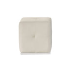 White Vanity Stool Tufting Rubberwood Contemporary Style 1pc Stool - Grand Goldman Shop
