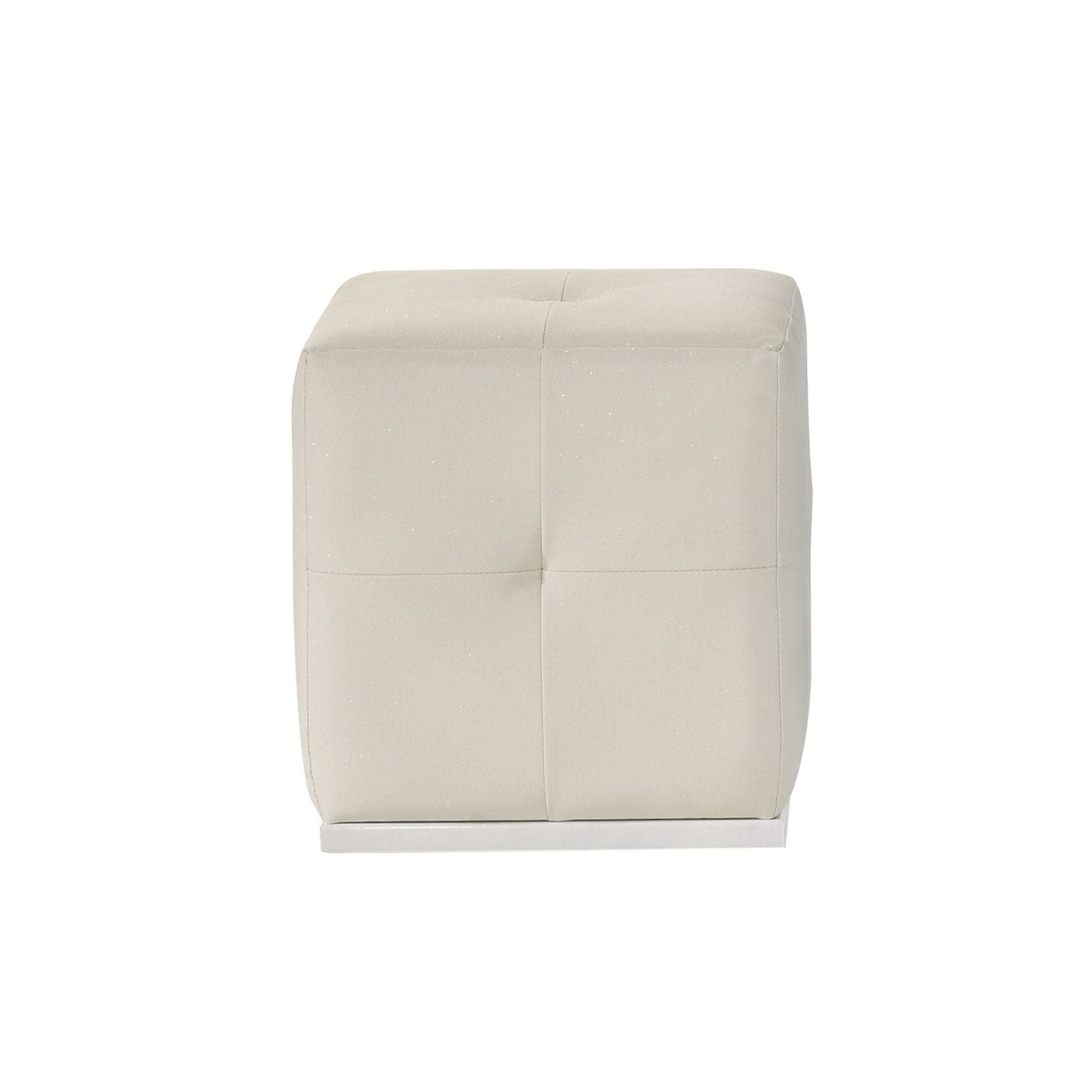 White Vanity Stool Tufting Rubberwood Contemporary Style 1pc Stool - Grand Goldman Shop