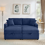 Comfortable Fluffy Corduroy Lazy Sofa, Storage Space for Big Loveseat, Super Soft Chaise Lounge with Double Ottomans and Table Board,Suitable for Chailiving - Grand Goldman Shop
