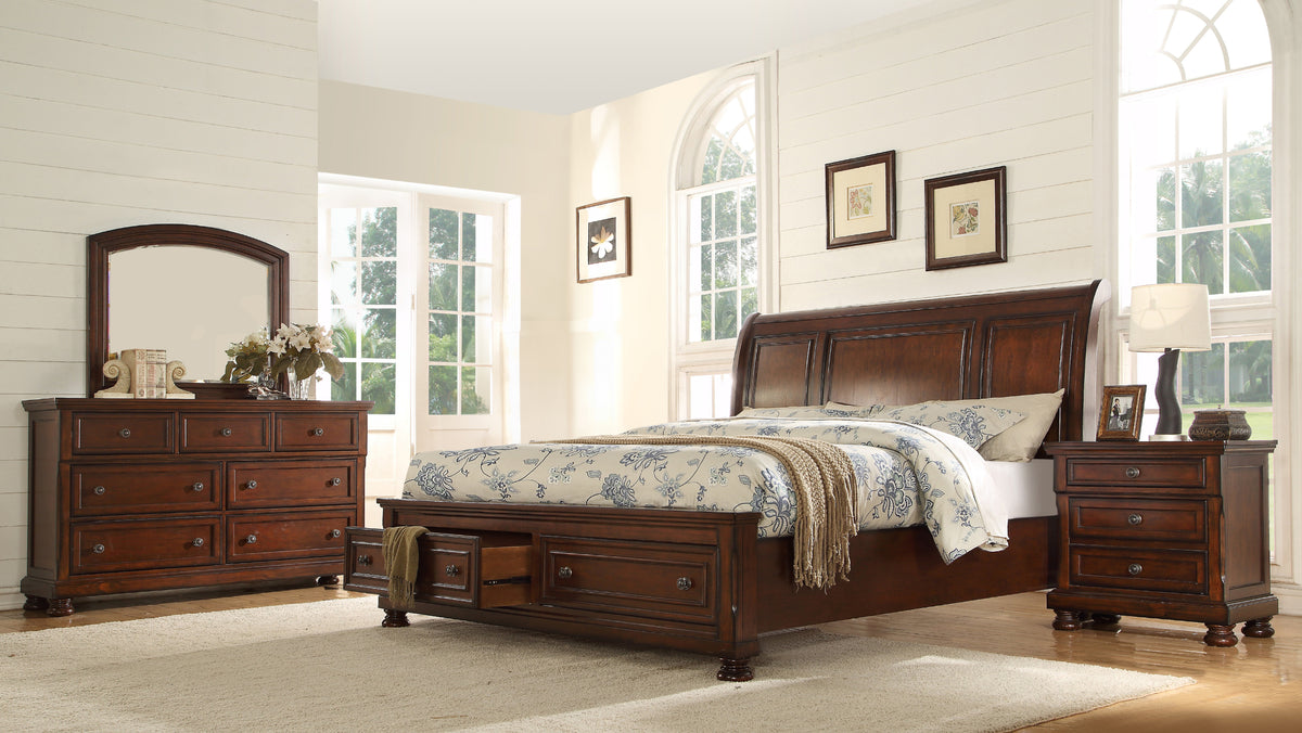 Baltimore Queen 4 Piece Bedroom Set Made With Wood in Dark Walnut - Grand Goldman Shop