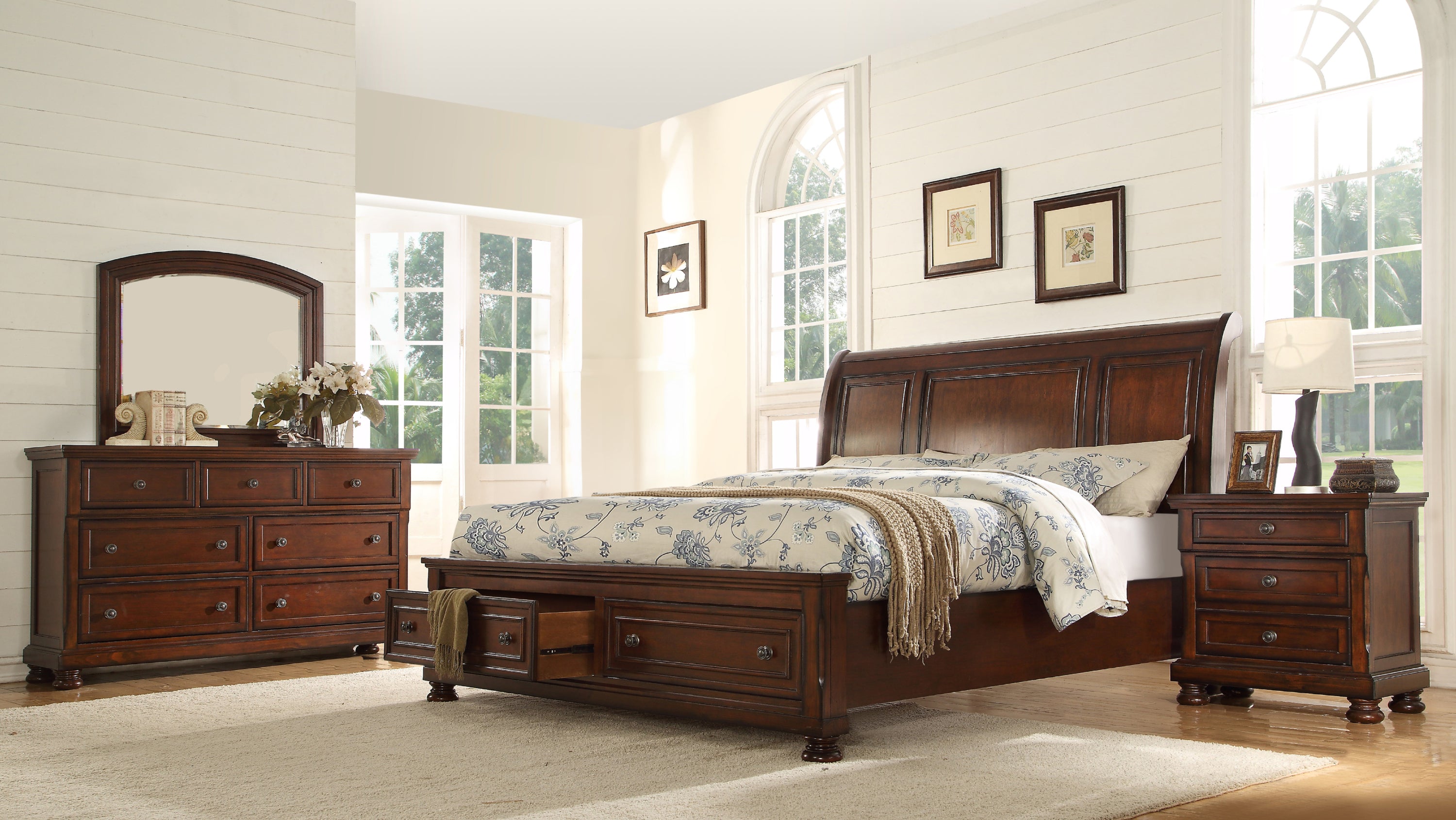 Baltimore Queen 4 Piece Bedroom Set Made With Wood in Dark Walnut - Grand Goldman Shop