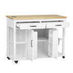 K&K 47 inch Kitchen Island with Extendable Dining Table, Rubber Wood Veneer Kitchen Table with Internal Storage Rack, Power Outlet, Kitchen island with Storage 2 Drawers 2 Cabinet,White - Grand Goldman Shop
