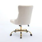 A&A Furniture Office Chair,Modern Velvet Upholstered Tufted Button Home Office Chair with Golden Metal Base,Adjustable Desk C