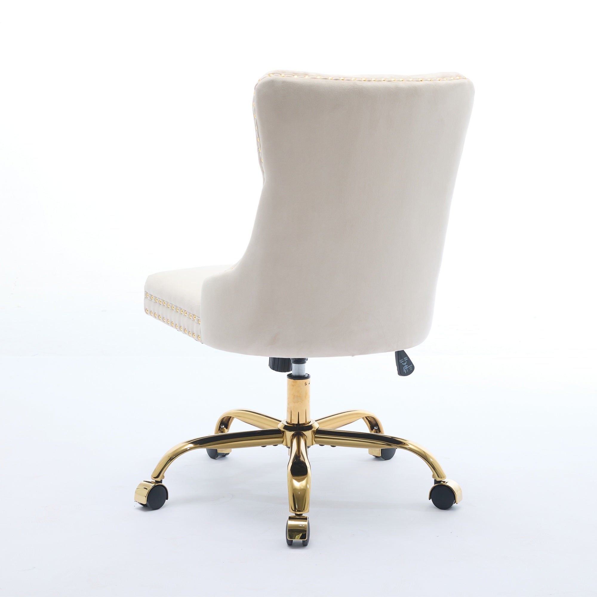 A&A Furniture Office Chair,Modern Velvet Upholstered Tufted Button Home Office Chair with Golden Metal Base,Adjustable Desk C