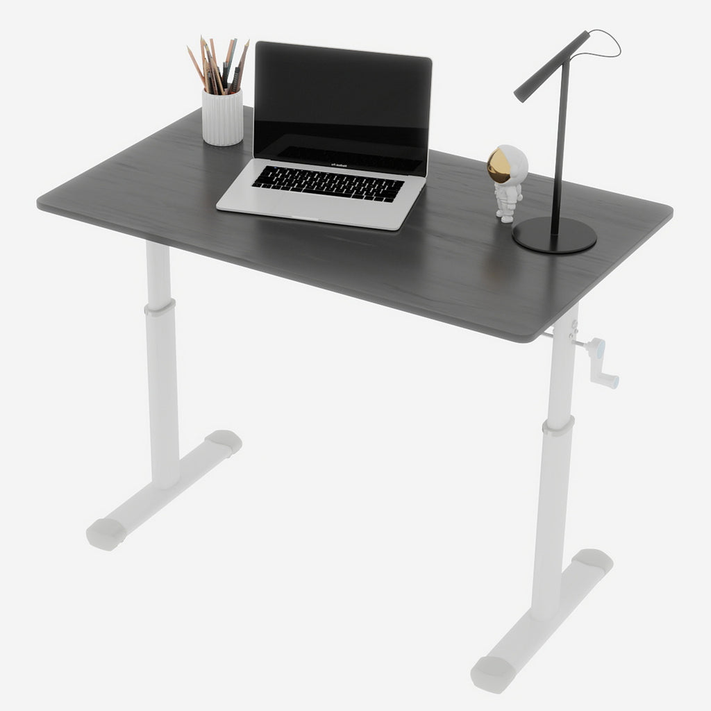Stylish Adjustable Study Desk for Kids and Adults, Height-Adjustable Home Office Desk with White Frame and Gray Tabletop, 60c