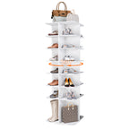 7-Tier Square Rotating Shoe Rack Tower with 360° Spinning Organizer, White - Grand Goldman Shop