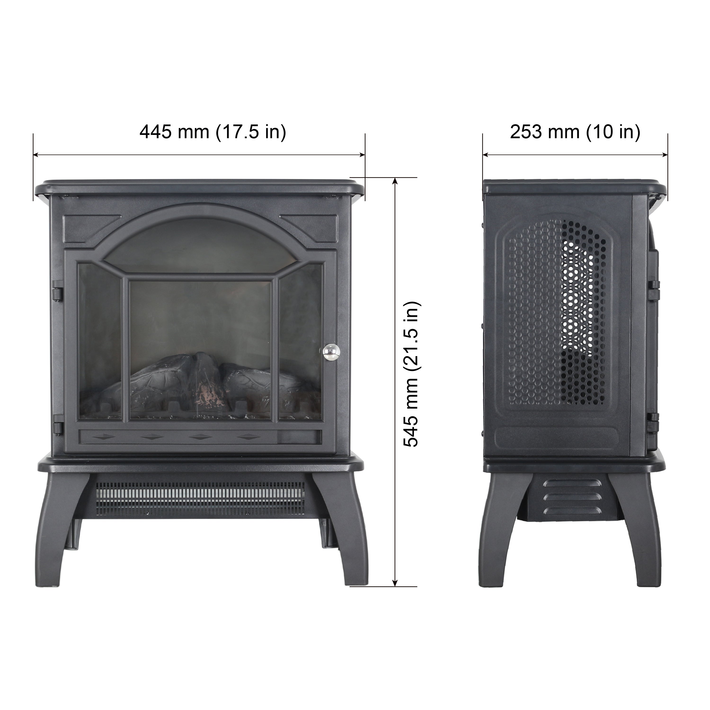 Classical Free-Standing 3D Flame Electric Infrared Quartz Fireplace Stove with Remote Control in Antique Black - Grand Goldman Shop