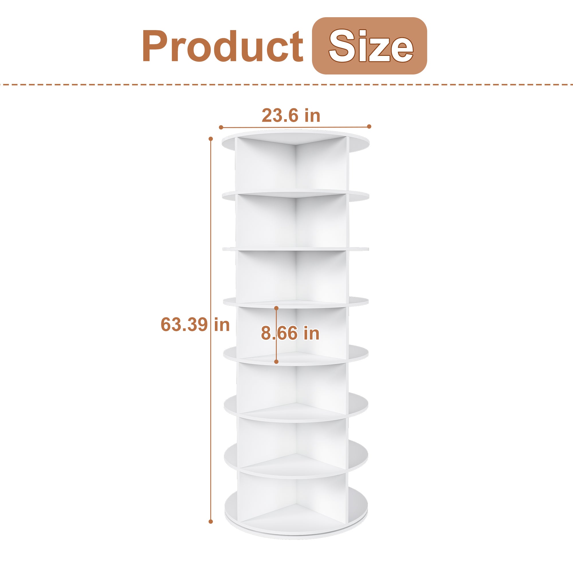 Rotating Shoe Rack Tower, 7-Tier Spinning Storage Rack, Free Standing 360° Revolving Organizer in White with Durable PVC Construction - Grand Goldman Shop