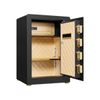 Solid Alloy Steel Digital Safe for Office Hotel Home, Black Metal Security Box with Keypad, Spare Key, LED Light, Mute Mode, 