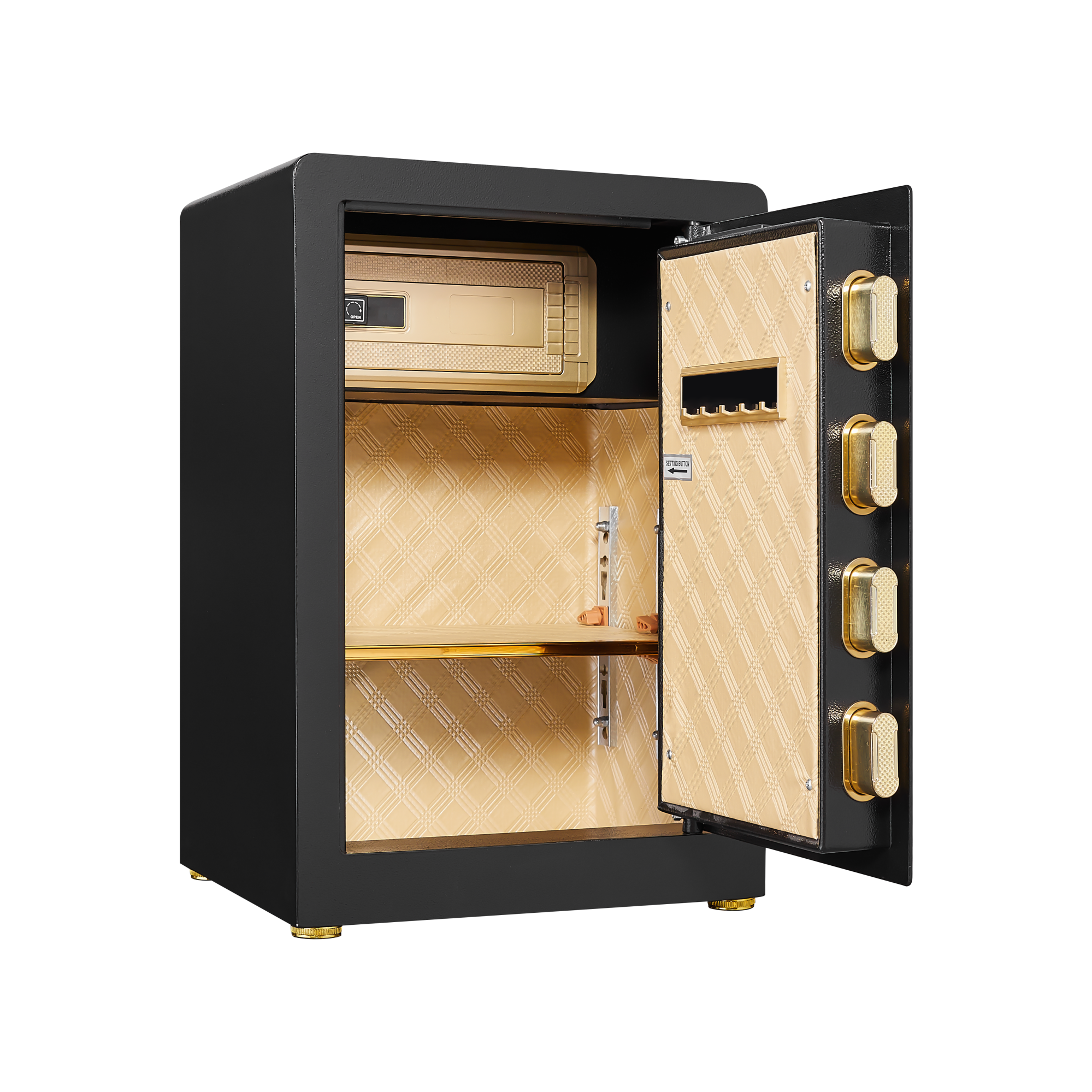 Solid Alloy Steel Digital Safe for Office Hotel Home, Black Metal Security Box with Keypad, Spare Key, LED Light, Mute Mode, 
