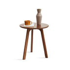 Solid Oak Round End Table - Versatile Coffee Table/Night Stand in Walnut Finish, Easy Assembly - Grand Goldman Shop