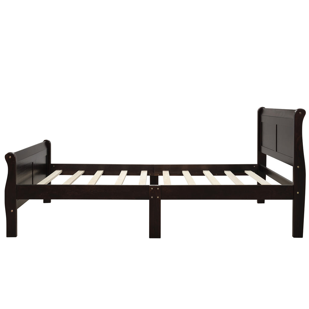 Minimalist Wood Platform Twin Bed Frame with Headboard and Footboard in Espresso - Grand Goldman Shop