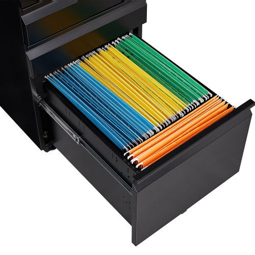 3-Drawer Mobile File Cabinet with Lock, 5 Wheels (2 Brakes + Anti-Tip),Cold Rolled Steel Fully Assembled Metal Filing Cabinet