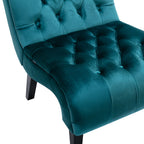 COOLMORE Modern Velvet Armless Accent Living Room Chair / Leisure Chair,Upholstered Fabric Button Comfortable Chair with Wooden Legs for Bedroom, Living Room, Office (Teal Velvet) - Grand Goldman Shop