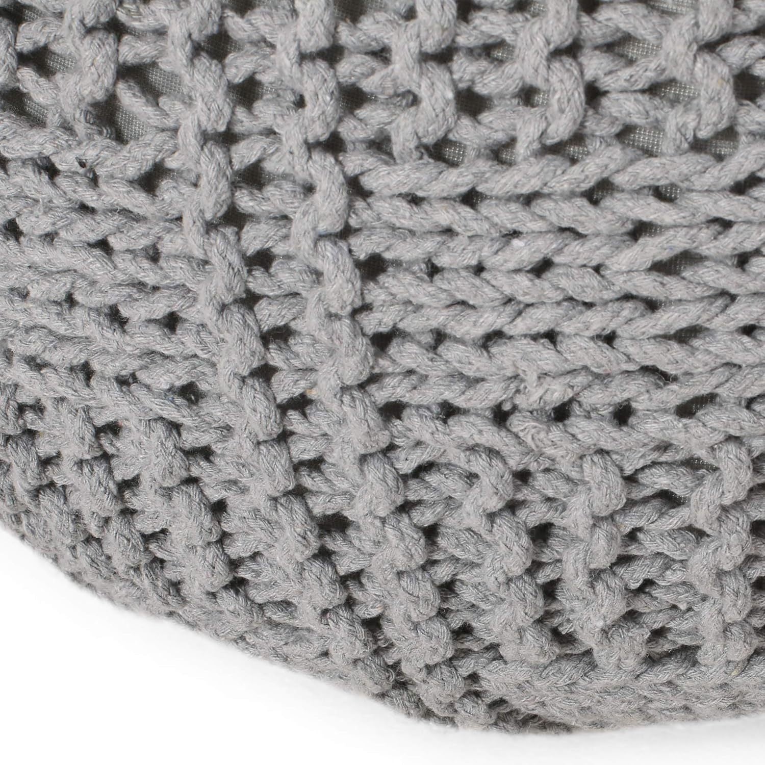 Yuny Knitted Cotton 20 x 20 Round Pouf - Grand Goldman Shop
