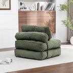Folding Sofa Bed, Convertible Sleeper Chair with Pillow Foldable Mattress with Back Support, Portable Fold Out Chair Bed Comfy Floor Sofa Lounge for Living Room Bedroom, Green, Single - Grand Goldman Shop