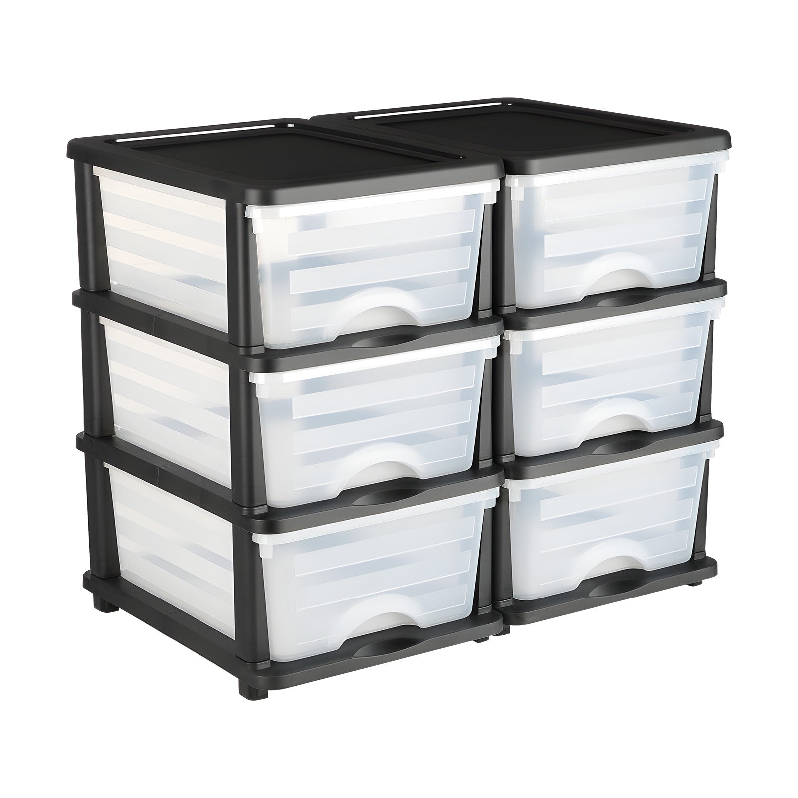 2 Pack Plastic Storage Drawers Storage Dresser Organizer Bins 6 Drawers - Grand Goldman Shop