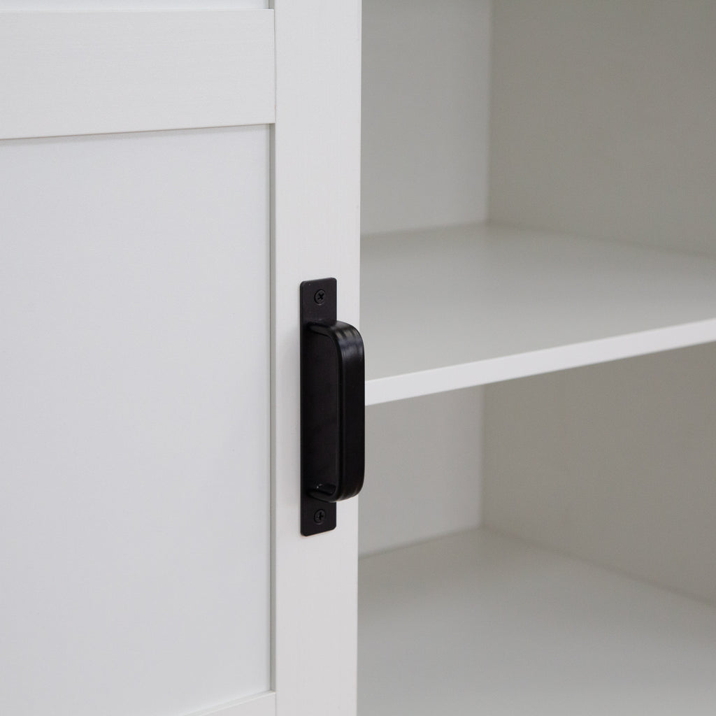 Tall Bedroom Armoire Wardrobe Closet Clothing Storage Cabinet with Hanging Rod Barn Door Drawers Open Shelves - Grand Goldman Shop