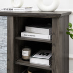 Mantel Stone TV Media Stand with with Faux Stacked Stone Surround, Modern Entertainment Console with Open Storage Space,Grey, 58.31'W*15.39'D*26.06'H - Grand Goldman Shop
