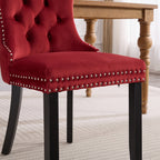 Classic Velvet Dining Chairs,  High-end Tufted Solid Wood Contemporary Velvet Upholstered Dining Chair with Wood Legs Nailhead, SET OF 2,Burgundy, Wine Red,SW2001WR - Grand Goldman Shop