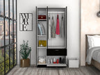 Primavera Armoire, Double Door Cabinets, One Drawer, Metal Rod, Five Shelves -Black / White - Grand Goldman Shop