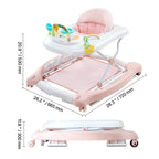 5-in-1 Baby Walker, Folding Baby Activity Center on Wheels, Height Adjustable Rocker Bouncer Walker with Comfortable High-Bac
