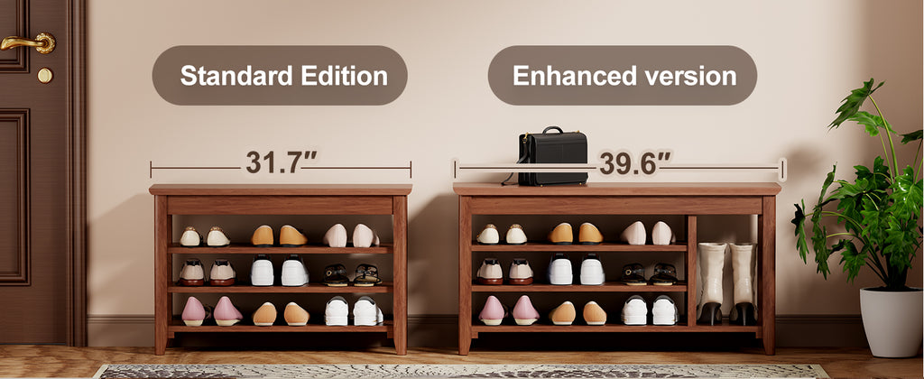 Adjustable shoe-changing bench, storage bench, hidden storage. With a load-bearing capacity of up to 550 pounds, suitable for bedrooms and corridors. 100% solid wood. - Grand Goldman Shop