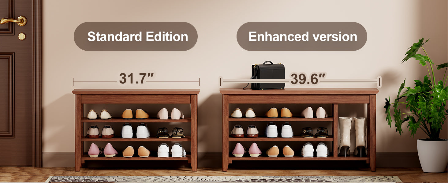 Adjustable shoe-changing bench, storage bench, hidden storage. With a load-bearing capacity of up to 550 pounds, suitable for bedrooms and corridors. 100% solid wood. - Grand Goldman Shop