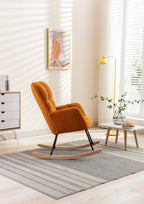 050-Teddy Fabric Rocking Gilder Nursery Chair For Living Room Indoor,Caramel - Grand Goldman Shop