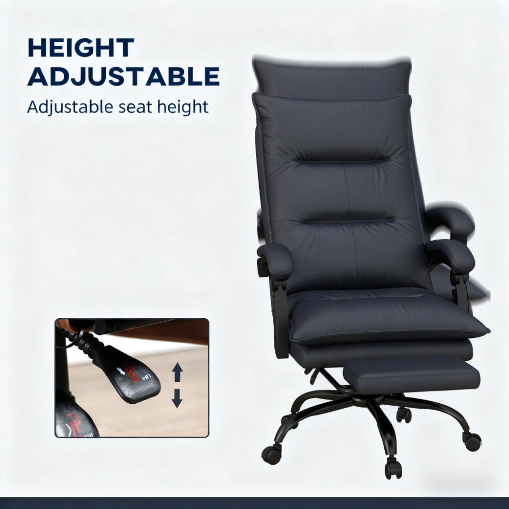 High-End Dark Gray Office Recliner with Adjustable Footrest - Luxury Craftsmanship for Professionals Seeking All-Day Comfort 