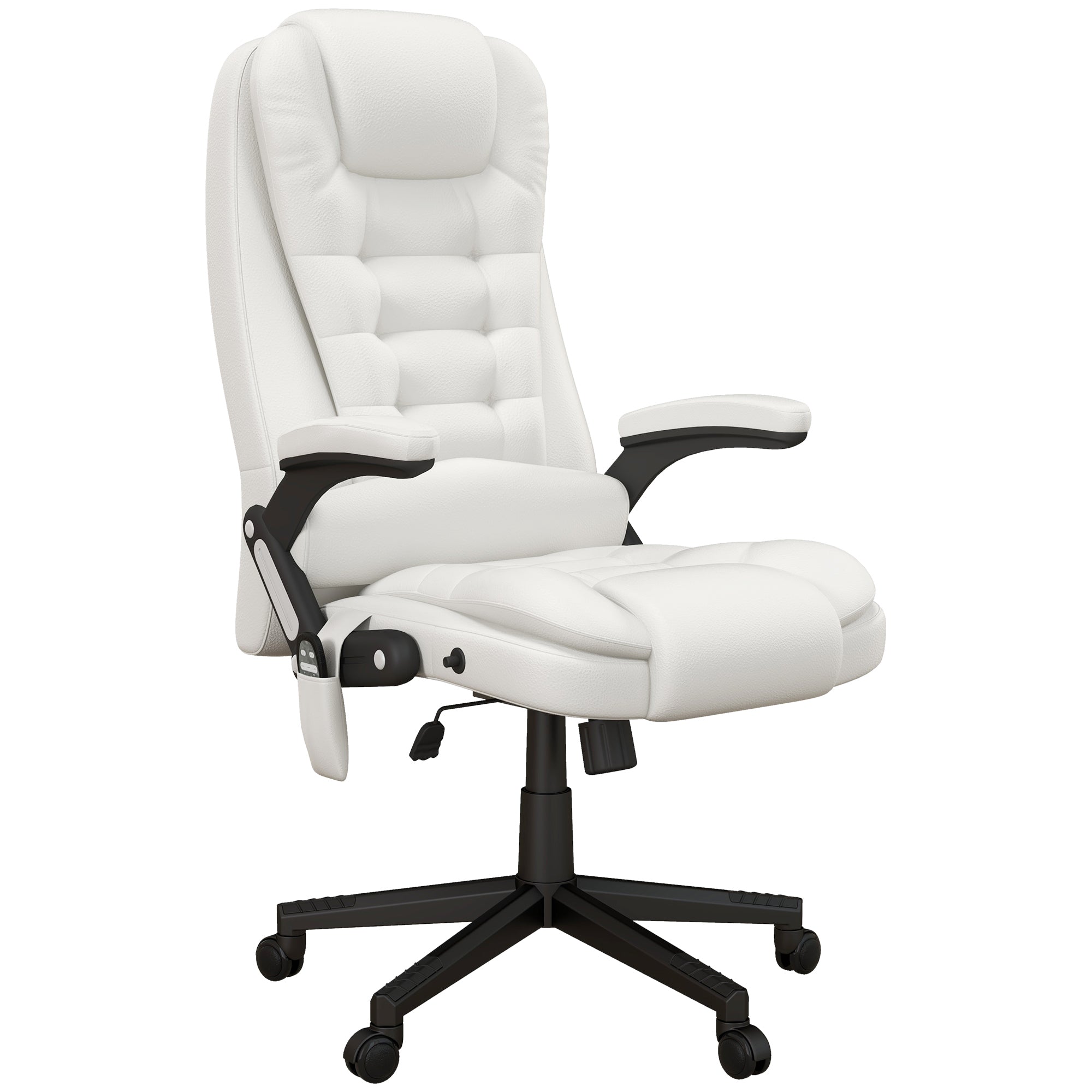 HOMCOM High Back Vibration Massage Office Chair with 6 Vibration Points, Heated Reclining PU Leather Computer Chair with Armr
