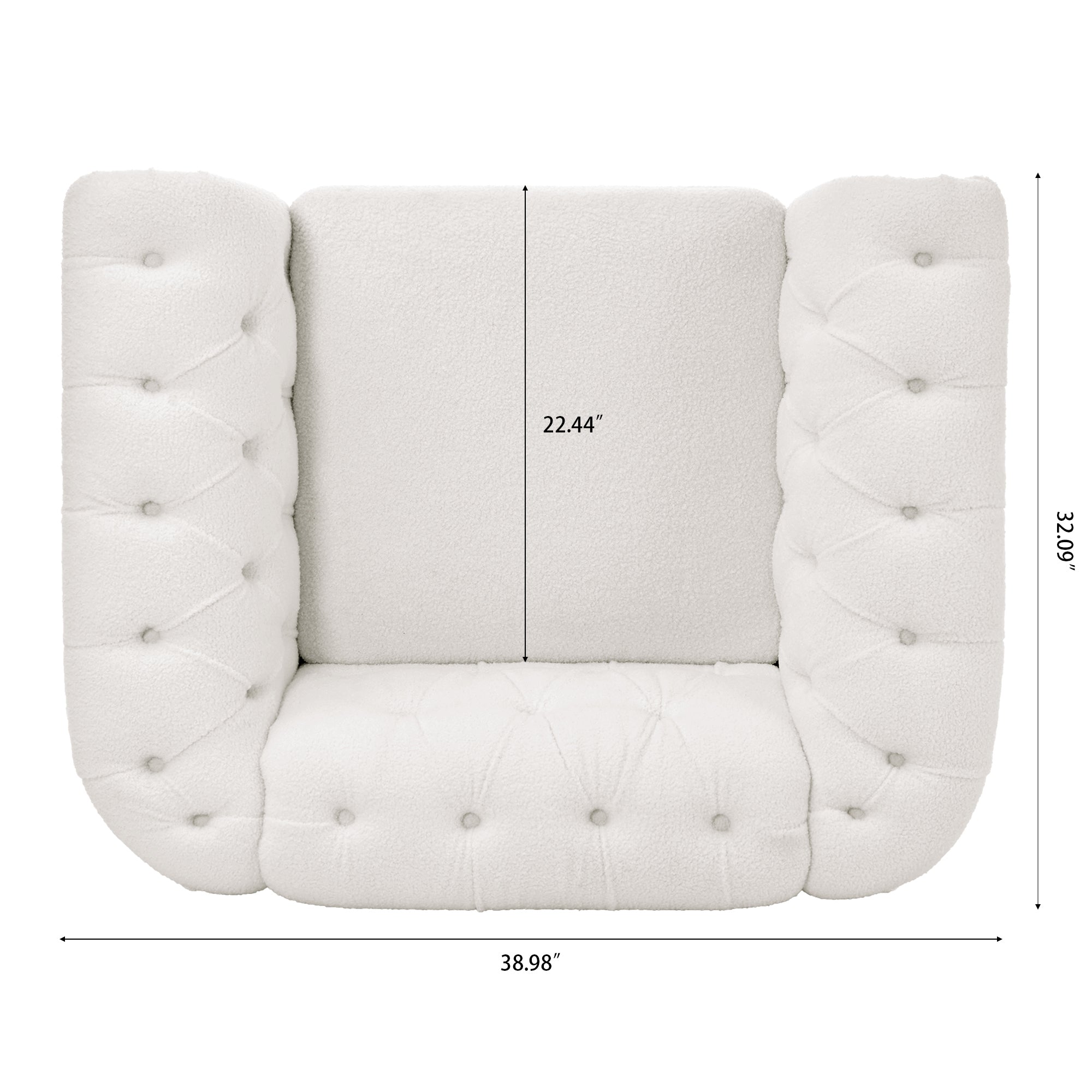 Modern Teddy Velvet 1 Seater Sofa for Living Room, White, Acrylic Legs, 38.98'W x 32.09'D x 28.35'H - Grand Goldman Shop