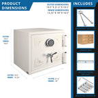 Fireproof Jewelry Safe with Keypad Lock, White Steel, 1.91 Cubic Ft - Grand Goldman