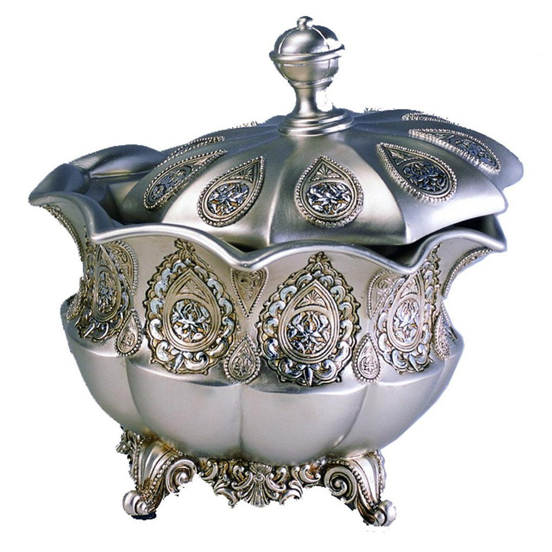 8' Tall Polyresin Decorative Jewelry Box, Silver Royal design - Grand Goldman Shop