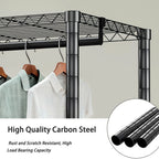 Heavy Duty Garment Rack With 8 Adjustable Wire Shelves and 5 Clothes Rails, Freestanding Closet Organizer, Black Metal - Grand Goldman Shop