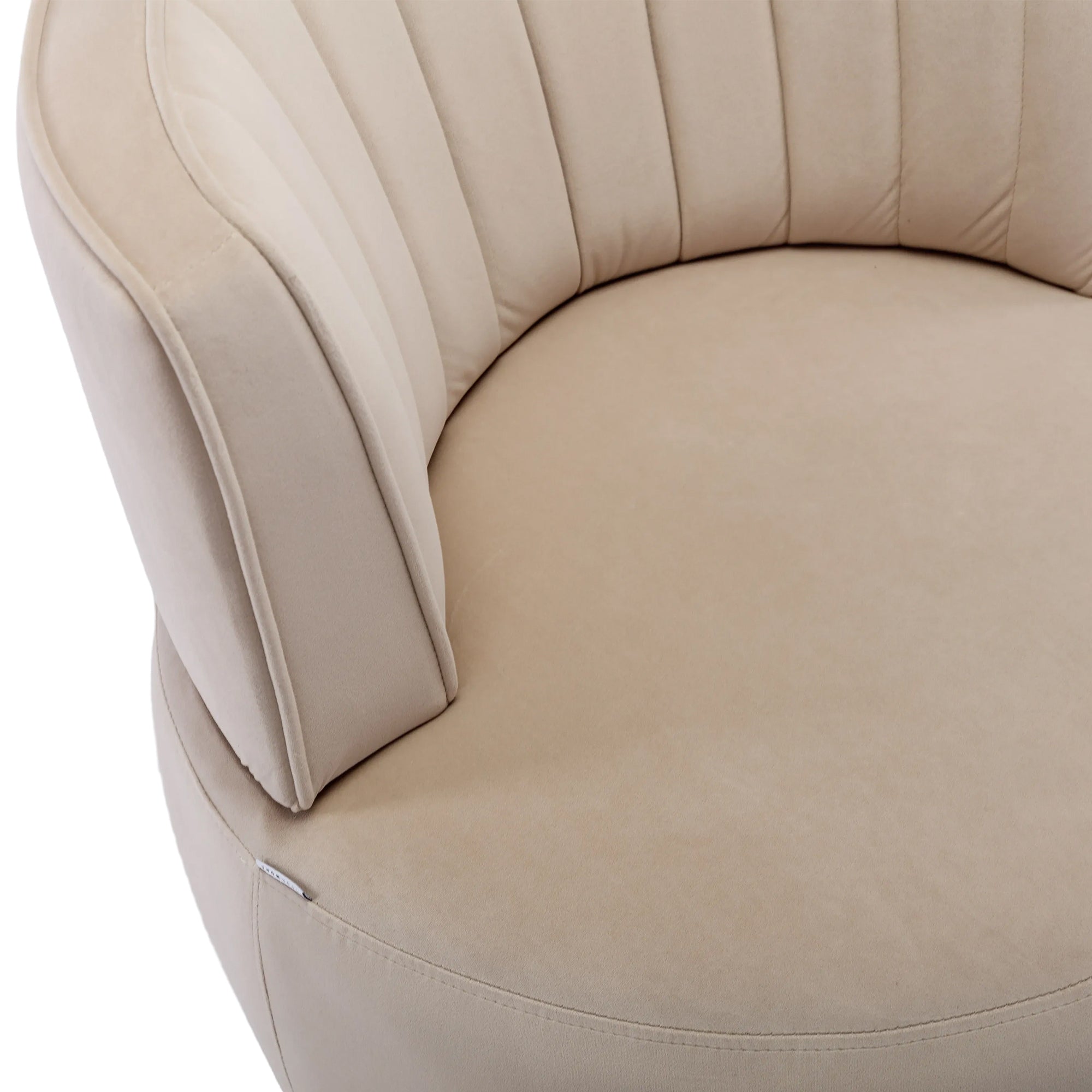 Swivel Barrel Accent Sofa Chair, 360 Degree Rotation, Fluffy Velvet Fabric, Beige, 25.20'' x 25.59'' x 26.38'' - Grand Goldman Shop