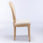 A&A Furniture,French Style Solid Wood Frame Antique Painting Linen Fabric Back Dining Chair,Set of 2,Beige,SW1845BG - Grand Goldman Shop